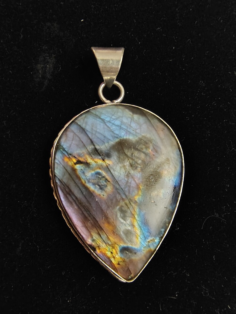 Multi Fire Labradorite Teardrop Pendant